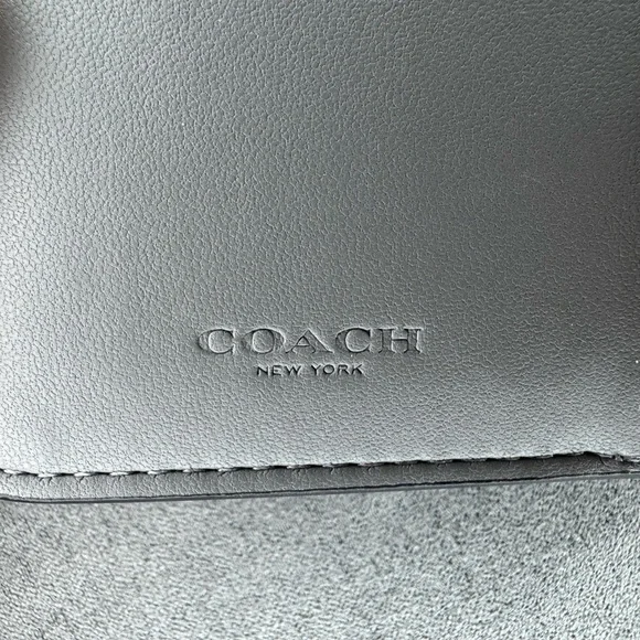 Coach Metallic Leather Snap Wallet Anthracite Gunmetal Hardware NWT - Picture 9 of 13